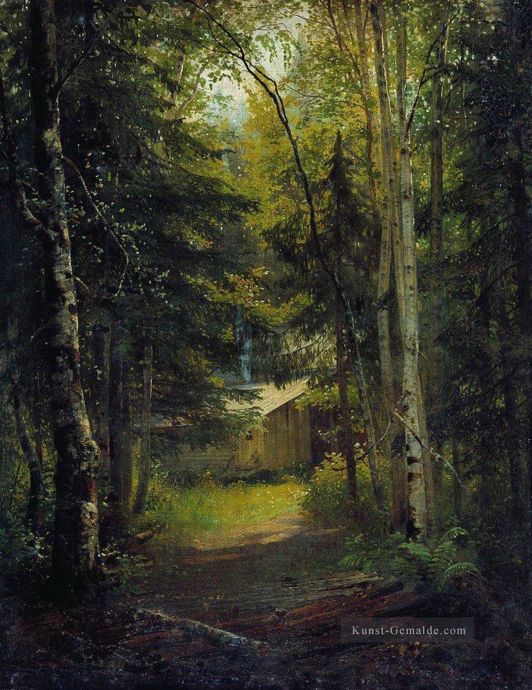 Hütte in der Wald klassische Landschaft Ivan Ivanovich Ölgemälde